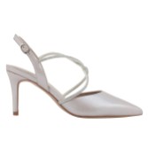 Photograph: Capollini Escarpins à bride croisée en cuir nacré Charlotte avec strass