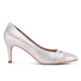 Photograph: Capollini Esme Blush Pink Nubuck Leather Mid Heel Court Shoes