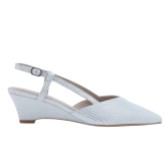 Photograph: Capollini Lumi Silver Striped Nubuck Leather Low Wedge Slingbacks