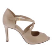 Photograph: Capollini Orchid Nude Leather Cross Strap Peep Toe Sandals