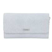 Photograph: Capollini Pochette en cuir nubuck rayé argenté