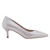 Photograph: Capollini Ursula Pearlised Blush Leather Low Heel Court Shoes