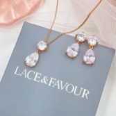 Photograph: Cleo Or Rose Teardrop Cubic Zirconia Wedding Jewellery Set