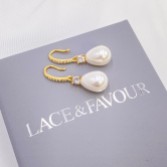 Photograph: Dolci Gold Crystal Embellished Teardrop Pearl Earrings