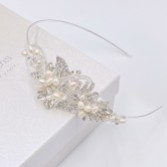 Fotograf: Edith Vintage Perle und Diamanten Braut Seite Stirnband
