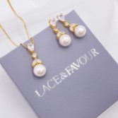 Photograph: Elegance Gold Crystal and Pearl Bridal Jewellery Set