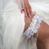 Photograph: Eternity Powder Blue and Ivory Floral Lace Garter with Pearl Droplet