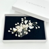 Photograph: Fortune Gold Pearl Spray Floral Wedding Hair Comb