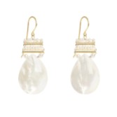 Photograph: Freya Rose Mother of Pearl Gold Pear Drop Earrings