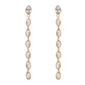 Photograph: Freya Rose Oval Crystal Gold Framed Long Drop Earrings