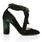 Photograph: Harriet Wilde Hetty Forest Green Velvet Tie Up Block Heel Court Shoes