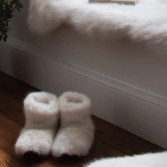 Photograph: Helen Moore Ermine White Faux Fur Slipper Boots