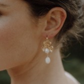 Photograph: Hermione Harbutt Orchid Gold Floral Pearl Drop Earrings