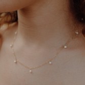Photograph: Hermione Harbutt Raindrop Dainty Pearl Chain Necklace