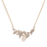 Photograph: Ivory and Co Aphrodite Crystal Leaves and Pearl Wedding Necklace (Gold)