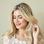 Photograph: Ivory and Co Aurora Rose Gold Dainty Pearl and Crystal Hair Vine