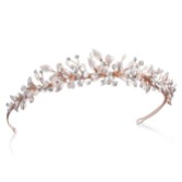 Photograph: Ivory and Co Elfin Rose Gold Enameled Leaves and Crystal Wedding Tiara