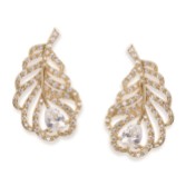 Photograph: Ivory and Co Long Island Gold Crystal Embellished Feather Earrings