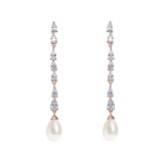 Photograph: Ivory and Co Melbourne Rose Gold Crystal Long Pearl Drop Earrings