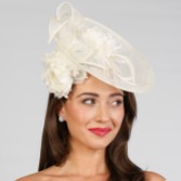 Photograph: Ivory Floral Large Sinamay Disk Wedding Fascinator