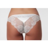 Photograph: Ivory Satin and Lace Diamante 'Just Married' Bridal Panties