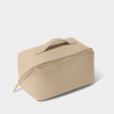 Fotografia: Katie Loxton Borsa grande per il trucco e il lavaggio color taupe chiaro