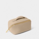 Fotografia: Katie Loxton Borsa media per il trucco e il bucato color taupe chiaro