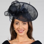 Photograph: Navy Large Sinamay Disk Wedding Fascinator