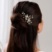 Photograph: October Gold Leaves and Pearl Wedding Hair Pin