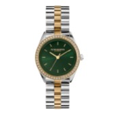 Photograph: Olivia Burton Bejeweled 34mm Forest Green and Two Tone Bracelet Watch