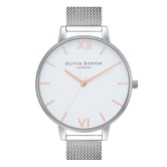 Photograph: Olivia Burton Classic 38mm White and Silver Mesh Watch