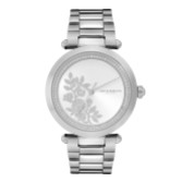 Photograph: Olivia Burton Floral 34mm Silver Bracelet Watch with Crystal Detail