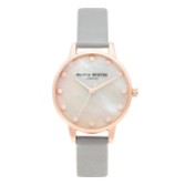 Photograph: Olivia Burton montre à bracelet en cuir gris et or rose de 30 mm