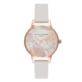 Photograph: Olivia Burton Montre Floral 30mm or rose et bracelet cuir blanc