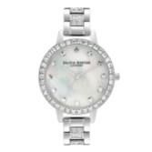 Photograph: Olivia Burton Mother of Pearl and Crystal 34mm Silver Bracelet Watch