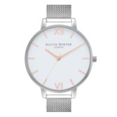 Fotografia: Olivia Burton Orologio Classic 38 mm a maglia bianca e argento