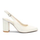 Photograph: Paradox London Alston Dyeable Ivory Satin High Block Heel Slingbacks (escarpins à talons hauts)