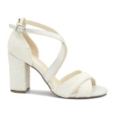 Photograph: Paradox London Carina White Glitter High Block Heel Crossover Sandals (Sandales croisées à talons hauts et à paillettes)