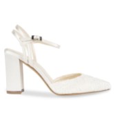 Photograph: Paradox London Fauna Ivory Satin and Lace Block Heel Court Shoes