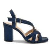 Photograph: Paradox London Hilde Navy Shimmer Wide Fit Block Heel Sandals (Sandales à talons hauts)