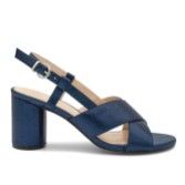 Photograph: Paradox London Ilana Navy Shimmer Block Heel Slingback Sandals (Sandales à talons plats)