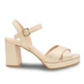 Photograph: Paradox London Landon Champagne Shimmer Block Heel Platform Sandals (Sandales à talons hauts)