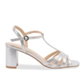 Photograph: Paradox London Mercy Silver Shimmer T-Bar Block Heel Sandals (Sandales à talons en T)