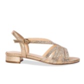 Photograph: Paradox London Quest Champagne Shimmer Diamante Wide Fit Flat Sandals (Sandales plates larges)