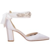 Photograph: Perfect Bridal Aimee Ivory Satin Embellished Tie Up Block Heels
