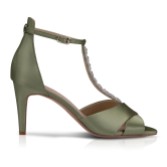 Photograph: Perfect Bridal Ali Olive Green Satin Crystal Embellished T-Bar Sandals (Sandales à barre en T)