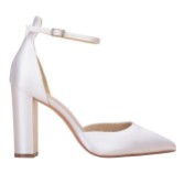 Photograph: Perfect Bridal Arabella Dyeable Ivory Satin High Block Heels with Oversized Bow