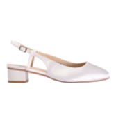 Photograph: Perfect Bridal Bailey Dyeable Ivory Satin Low Block Heel Slingbacks