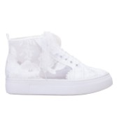 Photograph: Perfect Bridal Cameron Ivory Floral Lace High Top Platform Trainers