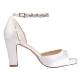 Photograph: Perfect Bridal Charlie Dyeable Ivory Satin Block Heel Platform Sandals with Crystal Strap (ST06)